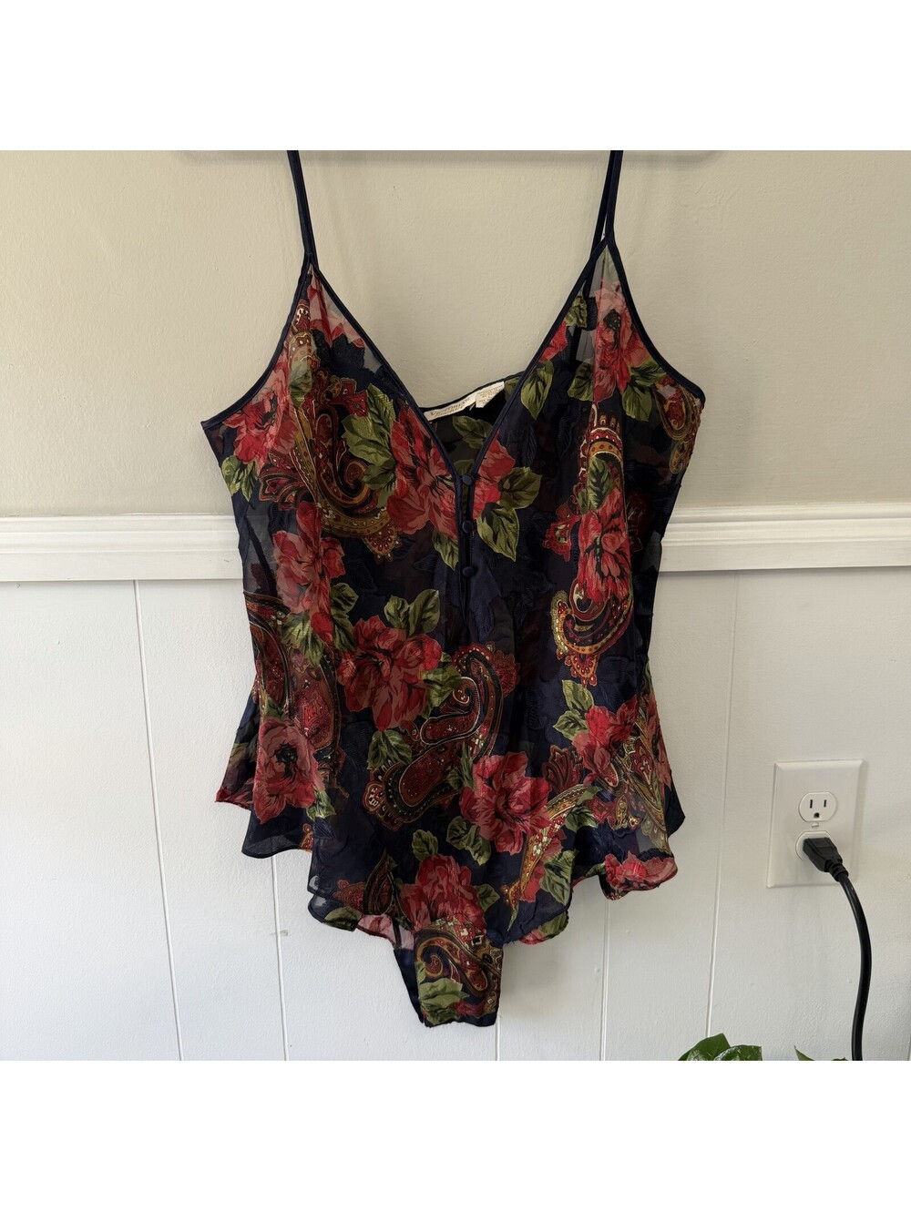 Victoria’s Secret Vintage 90’s Gold Label Floral Sheer Bodysuit Size Large